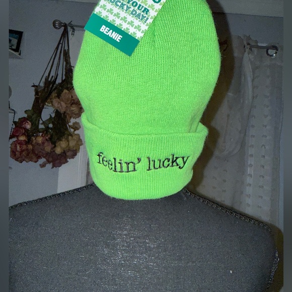 Accessories - Neon Green 'Feelin' Lucky' Beanie